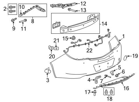 2011 Buick Regal Bumper Cover Diagram for 13243346