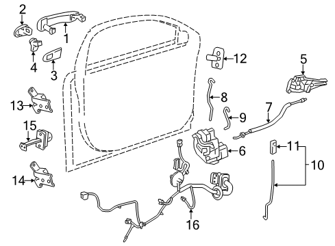 2012 Chevy Volt Front Door - Lock & Hardware Diagram