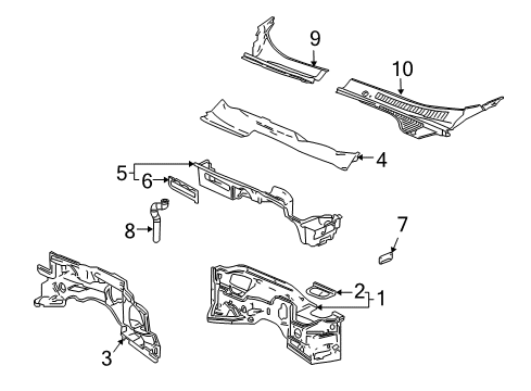 2008 Cadillac XLR Cowl Diagram