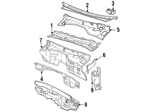 1994 GMC C3500 Cab Cowl Diagram 2 - Thumbnail