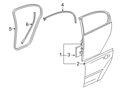 2008 Chevy Malibu Door Weatherstrip, Rear Driver Side Diagram for 15878955
