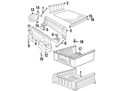 1994 Chevy K2500 Pickup Box Assembly, Front & Side Panels, Floor Diagram 2 - Thumbnail