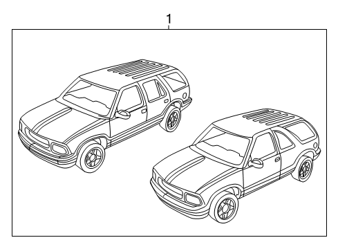 1996 Oldsmobile Bravada Stripe Tape, Driver Side Diagram for 15705385