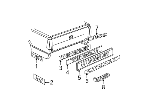 1998 GMC C3500 Exterior Trim - Pick Up Box Diagram 3 - Thumbnail