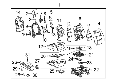 2015 GMC Yukon Passenger Seat Components Diagram 4 - Thumbnail
