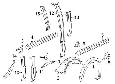 2010 GMC Savana 1500 Inner Structure - Side Panel Diagram 1 - Thumbnail