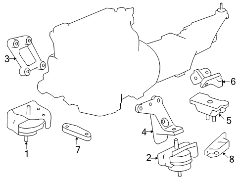 2008 Pontiac Solstice Engine & Trans Mounting Diagram 1 - Thumbnail
