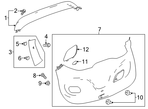 2023 Chevy Bolt EV Lower Gate Trim Cup Diagram for 42697027