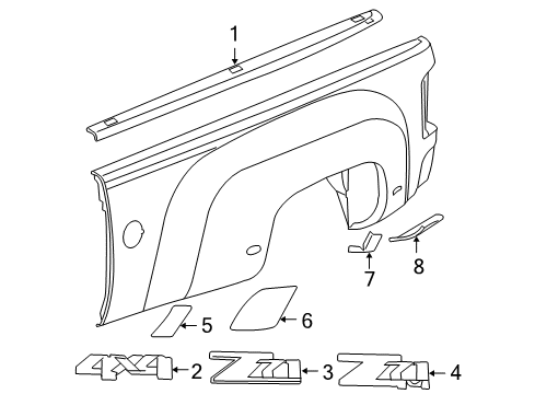 2009 Chevy Silverado 1500 Exterior Trim - Pick Up Box Diagram 5 - Thumbnail