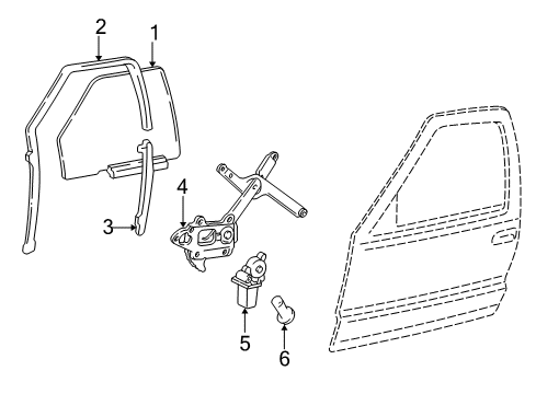 2000 GMC Jimmy Front Door - Glass & Hardware Diagram