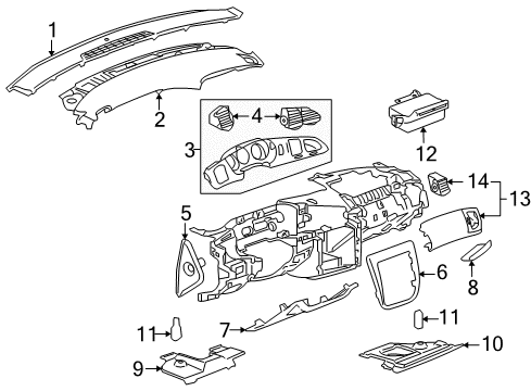 2007 Chevy Monte Carlo Fuse Box Cover, Passenger Side Diagram for 15857924