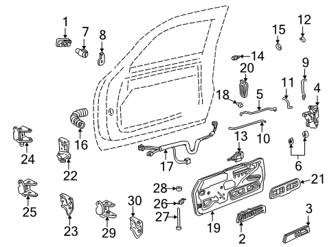 1995 Chevy C3500 Hinge Assembly Spring, Front Diagram for 88891766