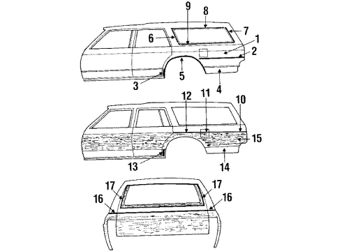 1984 Pontiac Parisienne Reveal Molding, Passenger Side Diagram for 20019772