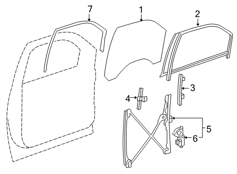 2013 Cadillac Escalade Door Glass, Front Passenger Side Diagram for 20776969