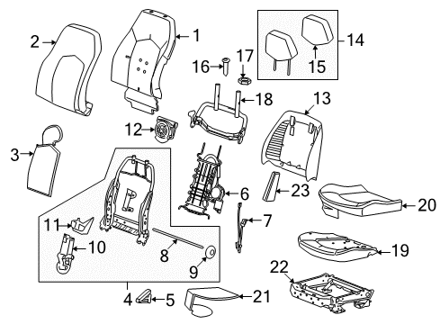 2014 Cadillac CTS Headrest Guide, Front Diagram for 25785786