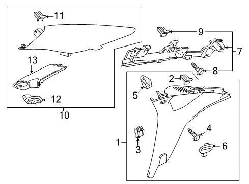 2020 Chevy Impala Interior Trim - Quarter Panels Diagram