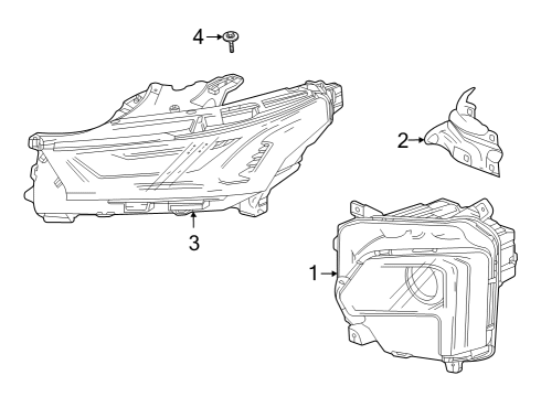 2023 Chevy Traverse Headlamp Components Diagram