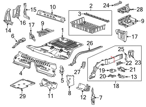 2017 Cadillac CTS Rear Floor & Rails Diagram