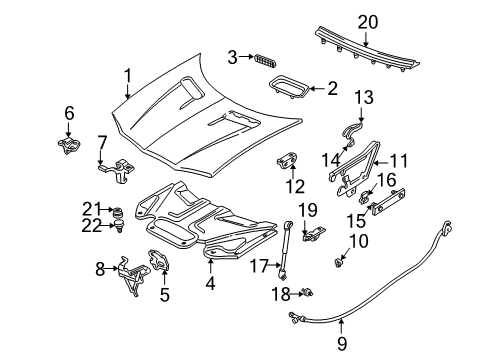1999 Chevy Camaro Hood & Components Diagram