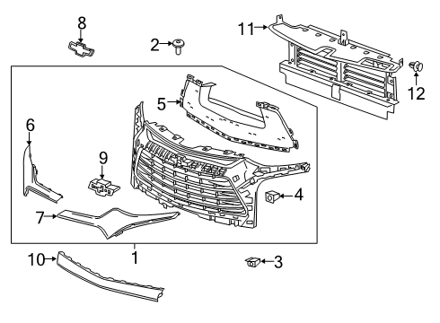 2020 Chevy Blazer Grille & Components Diagram 1 - Thumbnail