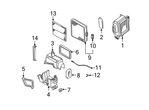 2004 Chevy Tracker A/C Evaporator Components Diagram