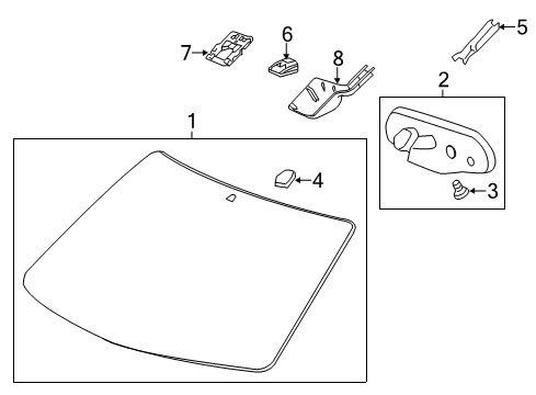 2012 GMC Acadia Windshield Glass Diagram