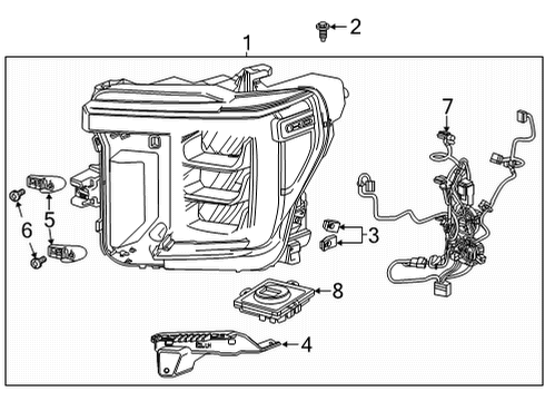 2020 GMC Sierra 3500 HD Headlamp Components Diagram 1 - Thumbnail