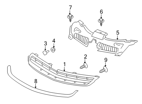 2009 Saturn Vue Front Bumper - Grille & Components Diagram 1 - Thumbnail