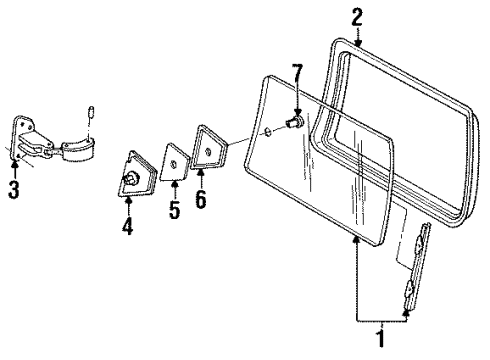1994 Oldsmobile Silhouette Side Loading Door - Glass & Hardware Diagram