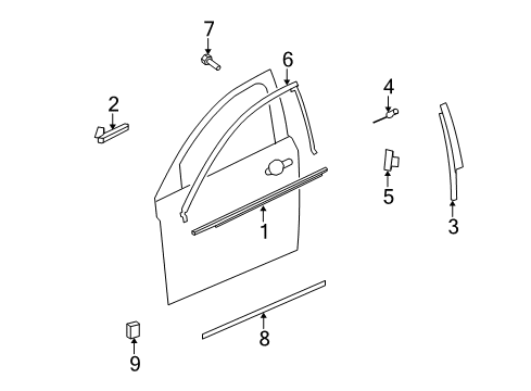 2008 Saturn Aura Exterior Trim - Front Door Diagram