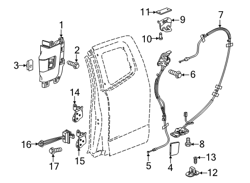 2022 Chevy Colorado Lock Actuator, Rear Passenger Side Diagram for 13546592