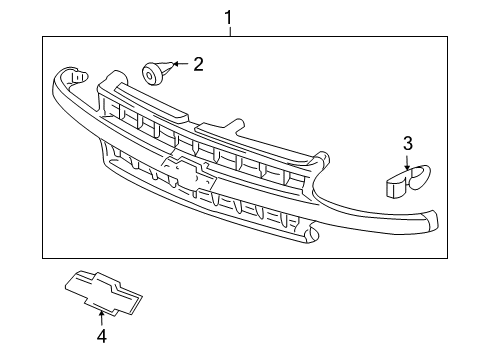 2005 Chevy Suburban 2500 Grille & Components Diagram