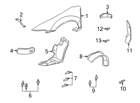 2005 Pontiac Grand Am Fender & Components Diagram