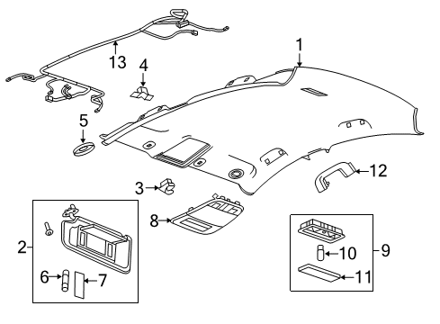 2014 Buick LaCrosse Interior Trim - Roof Diagram