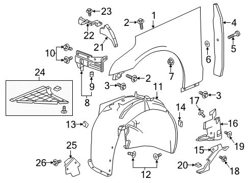 2017 Cadillac CT6 Splash Shield, Front Driver Side Diagram for 84175456