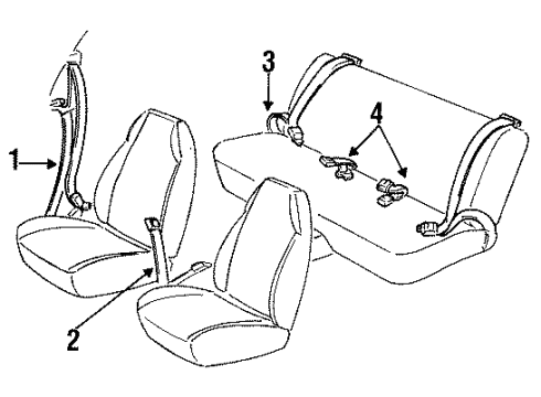 1991 Pontiac Sunbird Buckle End, Passenger Side Diagram for 12330630