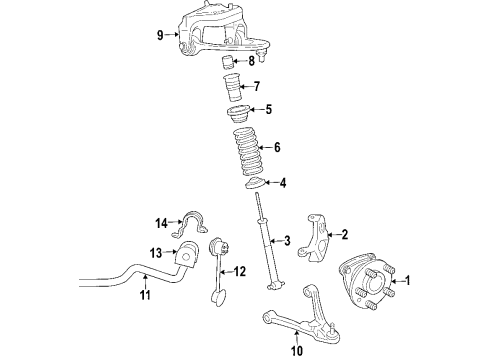 2003 Cadillac CTS Upper Control Arm, Front Driver Side Diagram for 25752924
