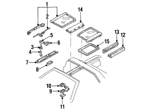 2001 Pontiac Firebird Roof - Glass & Hardware Diagram