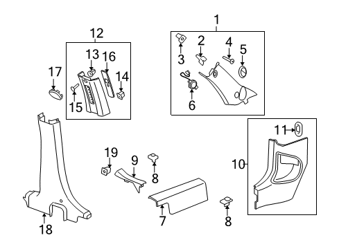 2006 Chevy HHR Interior Trim - Pillars, Rocker & Floor Diagram