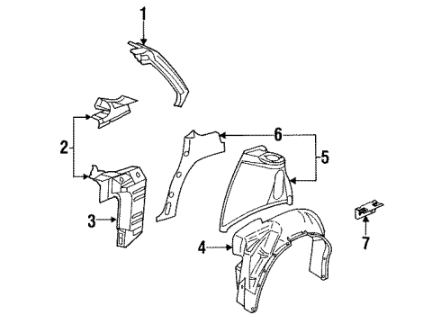 1994 Saturn SL2 Inner Components - Quarter Panel Diagram