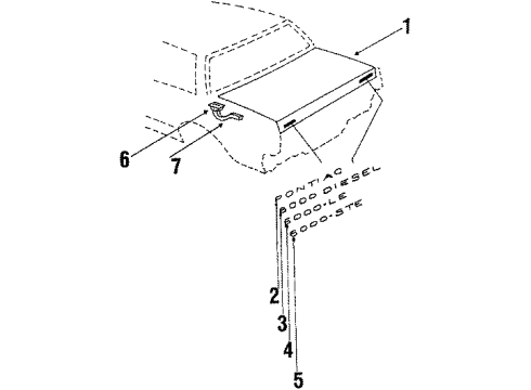 1985 Pontiac 6000 Lock Striker, Rear Diagram for 20564901