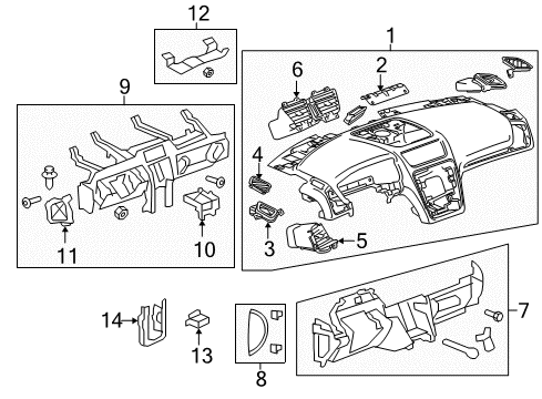 2017 GMC Acadia Limited Cluster & Switches, Instrument Panel Diagram 1 - Thumbnail
