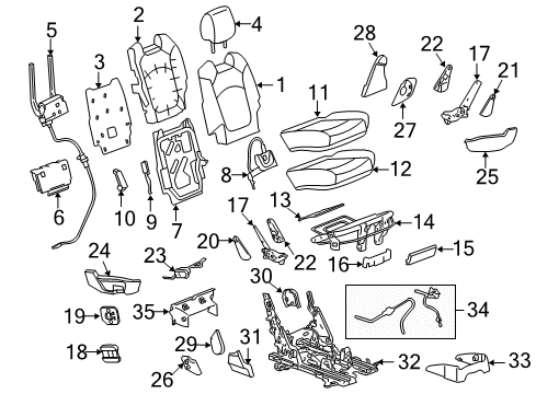 2007 GMC Acadia Second Row Seats, Body Diagram 3 - Thumbnail