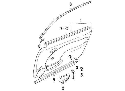 1998 Chevy Metro Reveal Molding, Front Passenger Side Diagram for 30013900