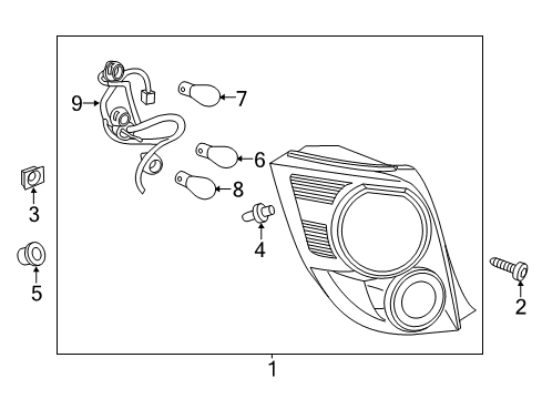 2012 Chevy Sonic Tail Lamp Assembly, Rear Driver Side Diagram for 42407868