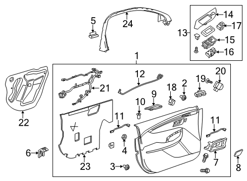 2016 Chevy Impala Lock Actuator, Front Driver Side Diagram for 13546488