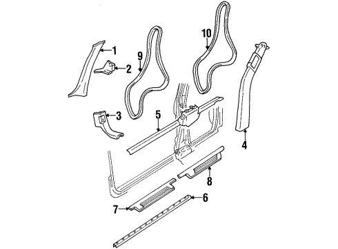 1999 Buick LeSabre Door Weatherstrip, Gray Diagram for 25659298