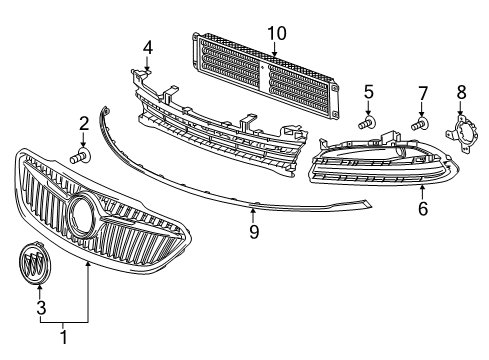 2019 Buick LaCrosse Grille & Components Diagram 2 - Thumbnail