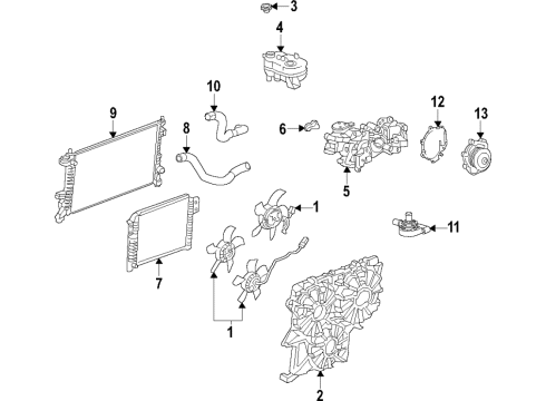 2022 GMC Yukon XL Cooling System, Radiator, Water Pump, Cooling Fan Diagram 5 - Thumbnail