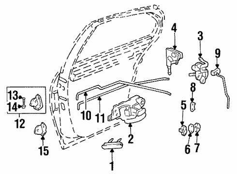 2000 Chevy Lumina Rear Door - Lock & Hardware Diagram